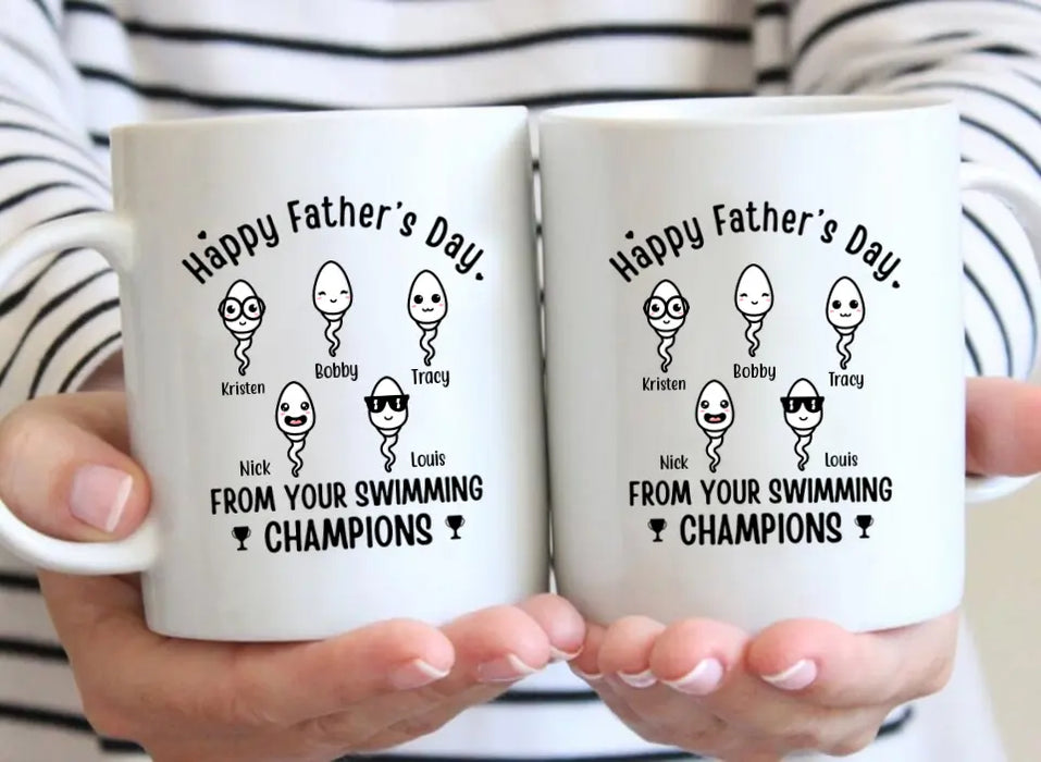 Happy Father's Day From Swimming Champions - Personalized Mug For Dad, Father, Family