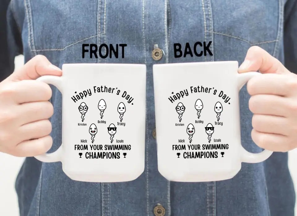 Happy Father's Day From Swimming Champions - Personalized Mug For Dad, Father, Family