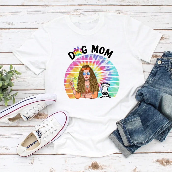 Dog Mom - Personalized Gifts for Custom Dog Shirt, Dog Mom, and Dog - Hippie Gifts