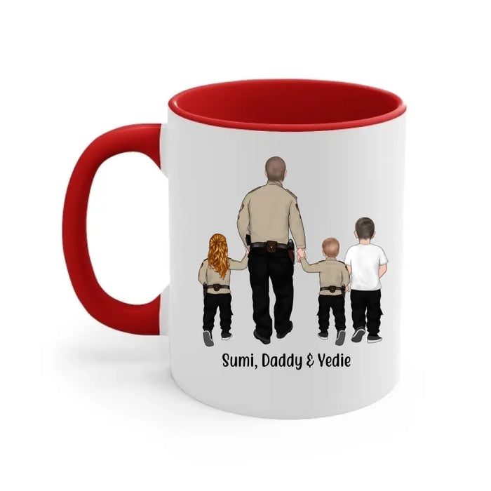 Daddy Is My Hero - Personalized Gifts Custom Police Officer Mug For Mom Or Dad, Police Officer Gifts