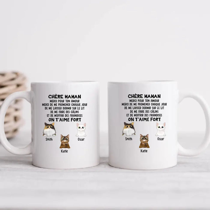 Chère Maman On T'aime Fort  - Personalized Mug For Cat Lovers, For Cat Mom