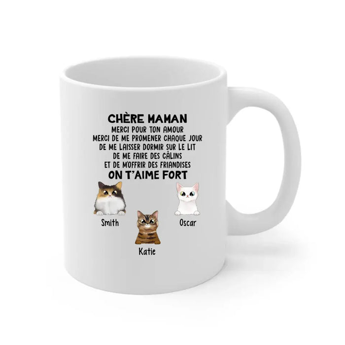 Chère Maman On T'aime Fort  - Personalized Mug For Cat Lovers, For Cat Mom