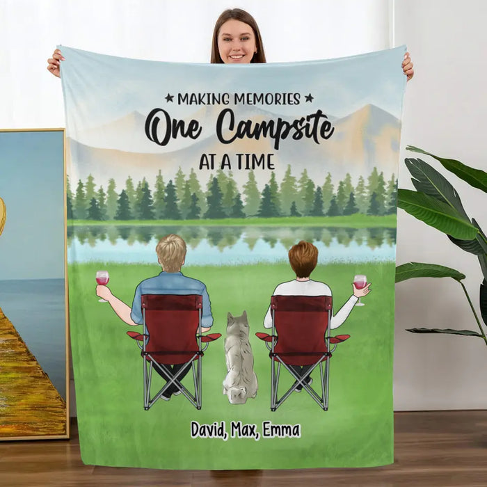 Making Memories One Campsite at a Time - Personalized Gifts Custom Camping Blanket for Couples, Dog Lovers