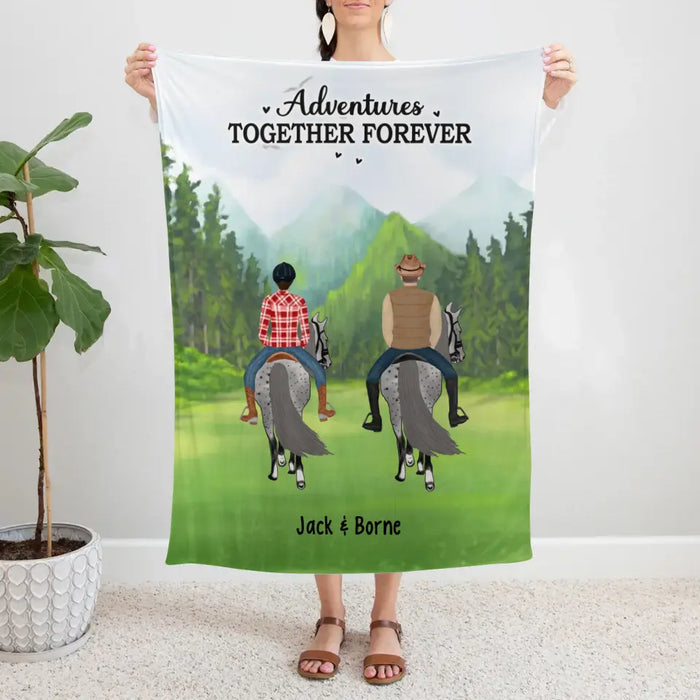 Adventures Together Forever - Personalized Gifts Custom Horse Blanket for Families and Couples, Horse Riding Lovers