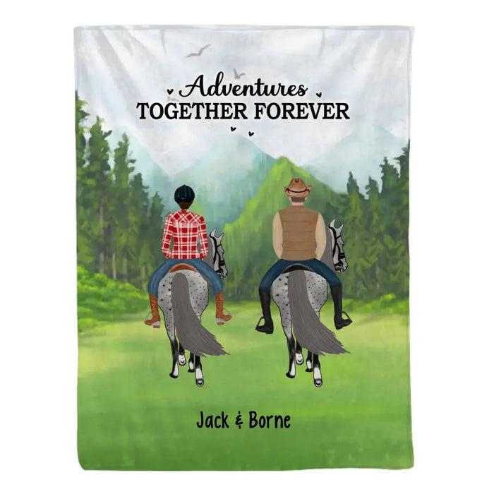 Adventures Together Forever - Personalized Gifts Custom Horse Blanket for Families and Couples, Horse Riding Lovers