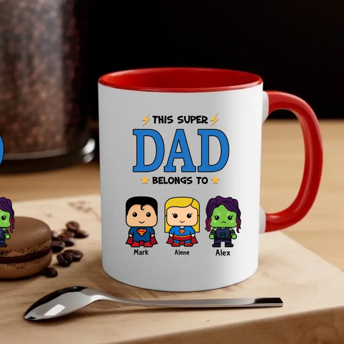 This Super Dad Belongs To - Father's Day Personalized Gifts Custom Heroes Mug For Dad, Super Hero Lovers