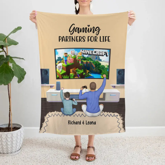 Gaming Partners for Life - Personalized Gifts Custom Game Blanket for Family, Game Lovers