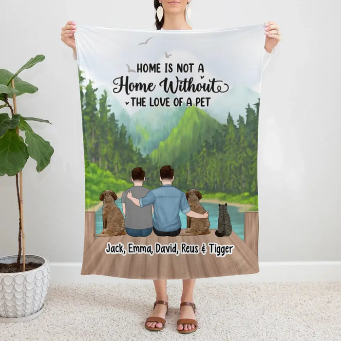 Home Is Not a Home Without the Love of a Pet - Personalized Gifts Custom Dog Cat Blanket for Couples, Dog Cat Lovers