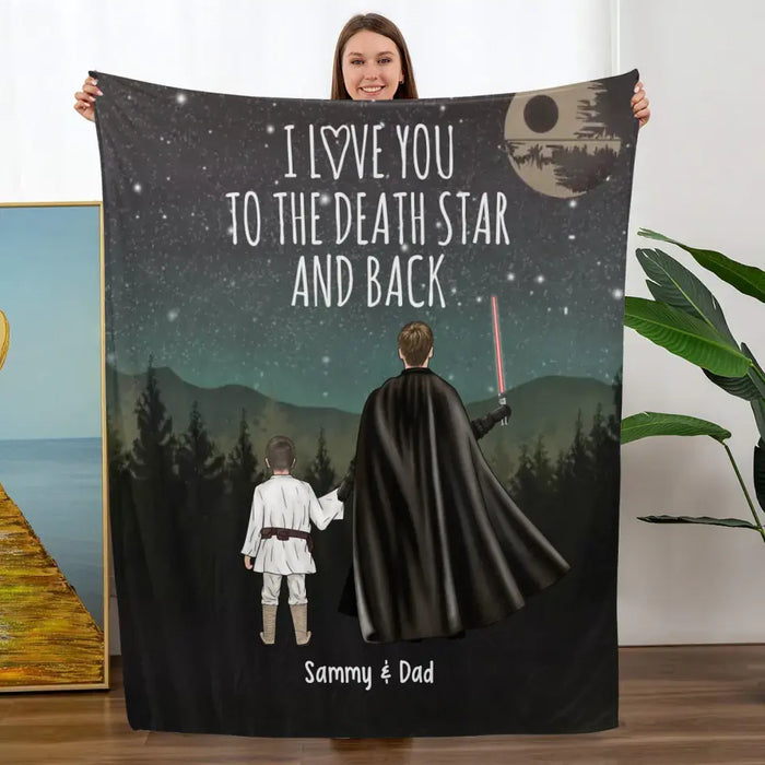 I Love You to the Death Star and Back - Personalized Gifts Custom Death Star Blanket for Dad