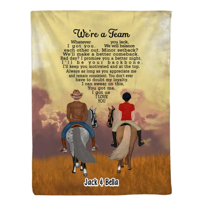 We're A Team Horse Riding Couple - Personalized Gifts Custom Horse Blanket for Couples, Horse Riding Lovers