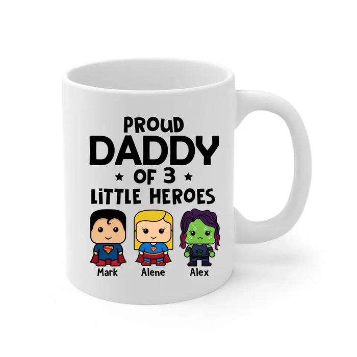 Proud Daddy of Little Heroes - Father's Day Personalized Gifts Custom Mug for Dad, Superhero Lovers