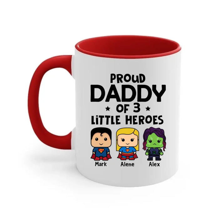 Proud Daddy of Little Heroes - Father's Day Personalized Gifts Custom Mug for Dad, Superhero Lovers