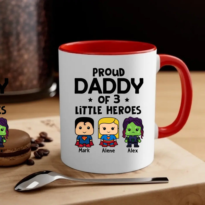 Proud Daddy of Little Heroes - Father's Day Personalized Gifts Custom Mug for Dad, Superhero Lovers