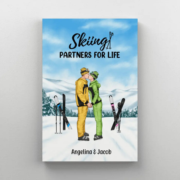 Skiing Partners For Life - Personalized Gifts Custom Canvas For Couples, Skiing Lovers