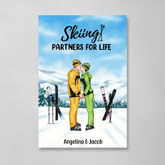 Skiing Partners For Life - Personalized Gifts Custom Canvas For Couples, Skiing Lovers