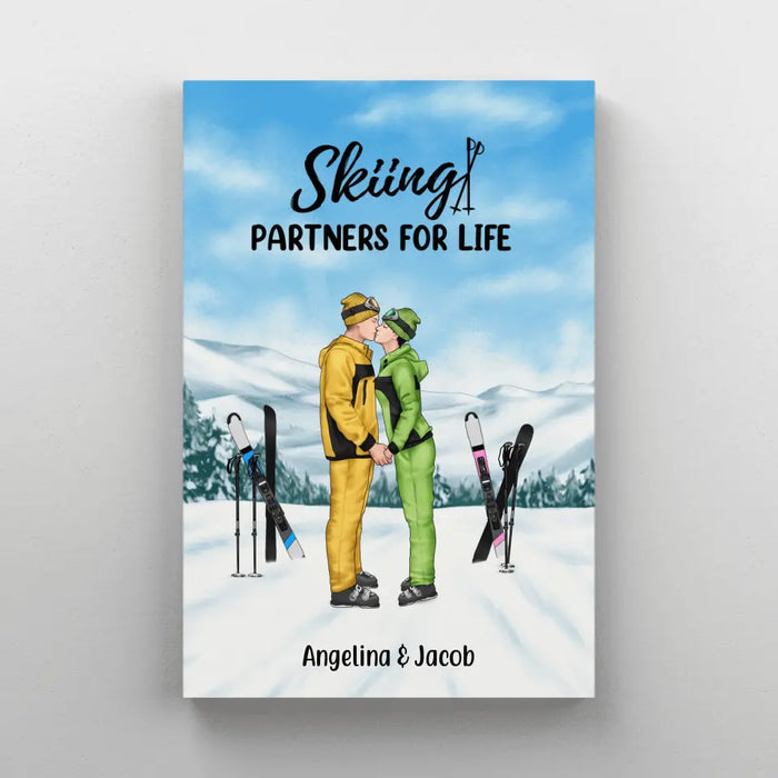 Skiing Partners For Life - Personalized Gifts Custom Canvas For Couples, Skiing Lovers