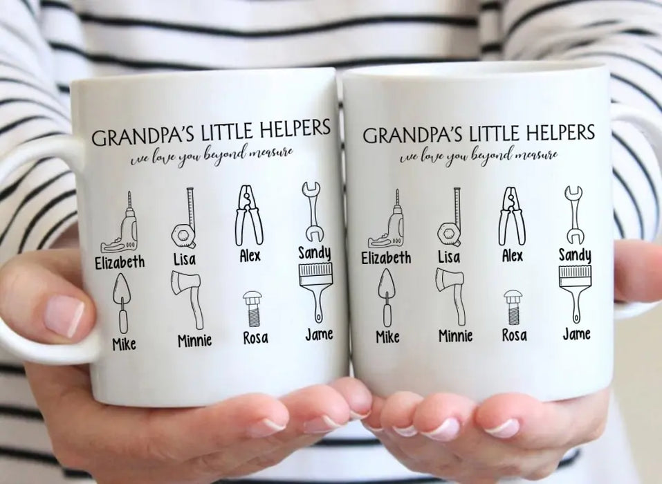 Grandpa's Little Helpers We Love You Beyond Measure - Personalized Gifts Custom Mug for Grandpa, Father's Day Gifts