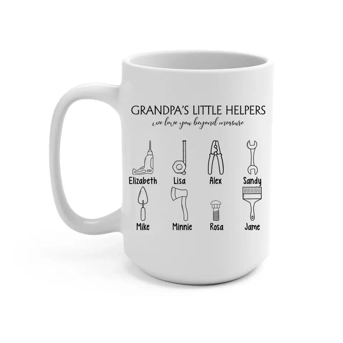 Grandpa's Little Helpers We Love You Beyond Measure - Personalized Gifts Custom Mug for Grandpa, Father's Day Gifts