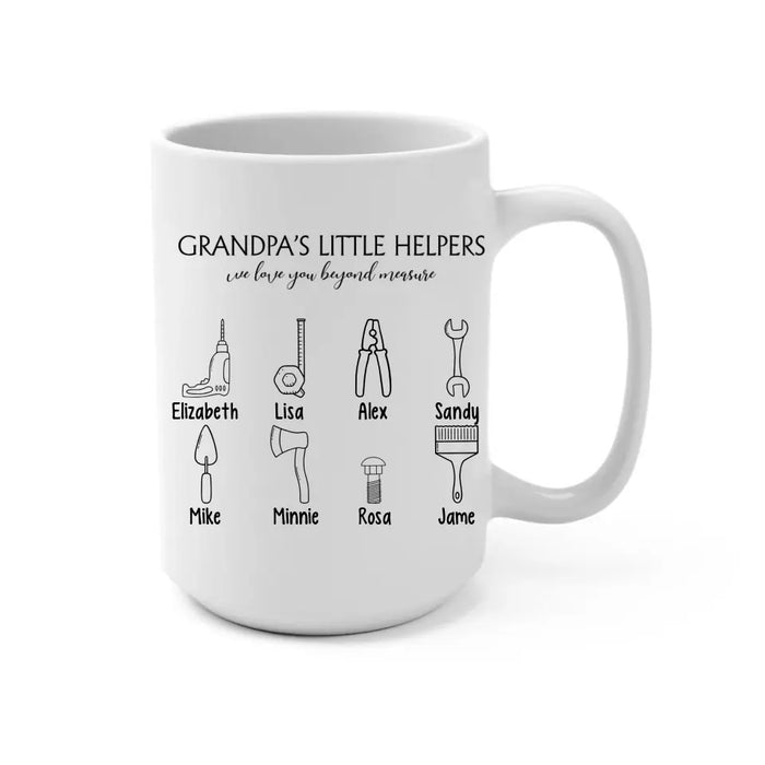 Grandpa's Little Helpers We Love You Beyond Measure - Personalized Gifts Custom Mug for Grandpa, Father's Day Gifts