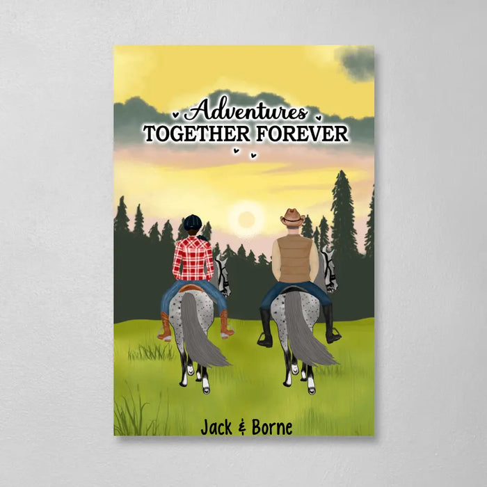 Adventures Together Forever - Personalized Gifts Custom Horse Canvas for Families and Couples, Horse Riding Lovers