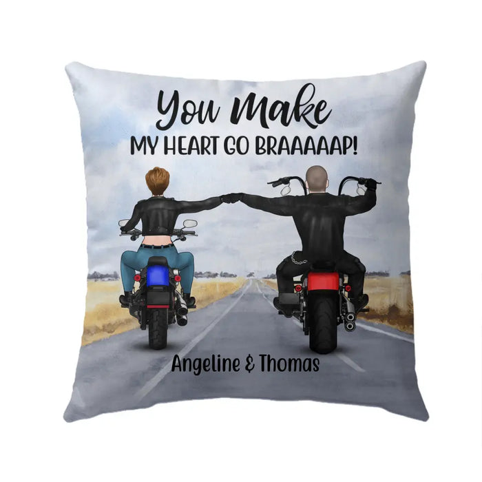 Personalized Pillow, Riding Side By Side Couple, Gifts For Motorcycle Lovers