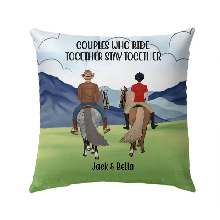 Personalized Pillow, Horse Riding Partners, Gift for Horse Lovers, Gift for Couple, Friends