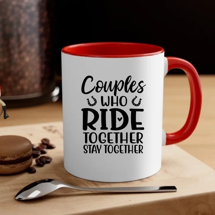 Couples Who Ride Together Stay Together - Personalized Gifts Custom Horse Riding Mug for Couples, Horse Riding