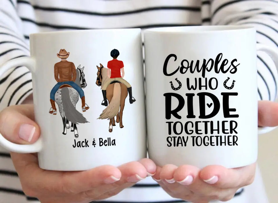 Couples Who Ride Together Stay Together - Personalized Gifts Custom Horse Riding Mug for Couples, Horse Riding