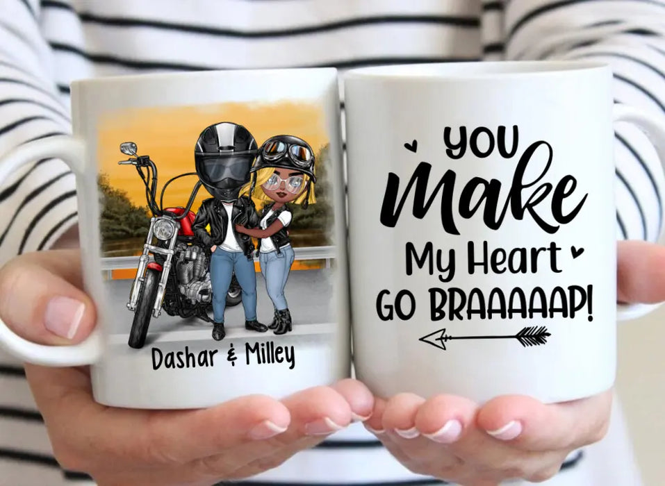 Motorcycle Couple Hugging, Riding Partners - Personalized Mug For Motorcycle Lovers, Bikers