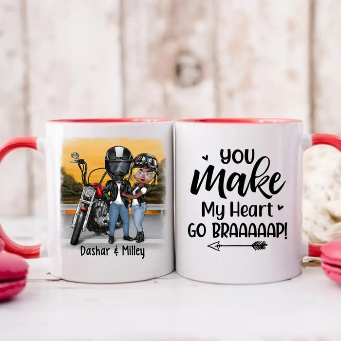 Motorcycle Couple Hugging, Riding Partners - Personalized Mug For Motorcycle Lovers, Bikers