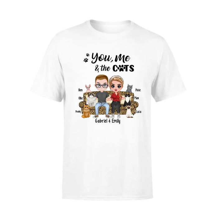 You Me and the Cats - Personalized Gifts Custom Cat Shirt for Couples and Cat Lovers