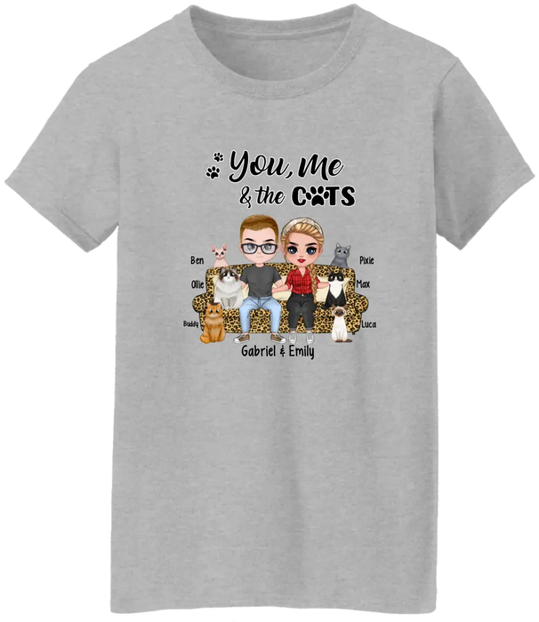 You Me and the Cats - Personalized Gifts Custom Cat Shirt for Couples and Cat Lovers