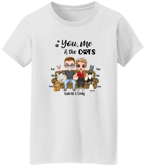 You Me and the Cats - Personalized Gifts Custom Cat Shirt for Couples and Cat Lovers