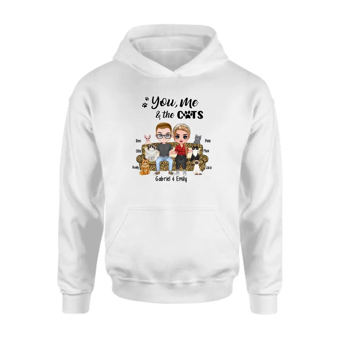 You Me and the Cats - Personalized Gifts Custom Cat Shirt for Couples and Cat Lovers