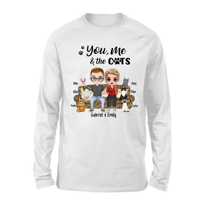 You Me and the Cats - Personalized Gifts Custom Cat Shirt for Couples and Cat Lovers