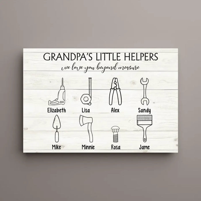 Grandpa's Little Helpers We Love You Beyond Measure - Personalized Gifts Custom Canvas for Grandpa, Father's Day Gifts