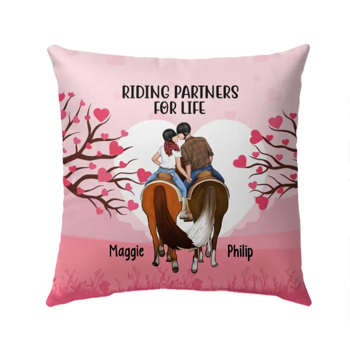 Riding Partners For Life- Personalized Pillow For Couples, Horseback Riding, Horse Lovers