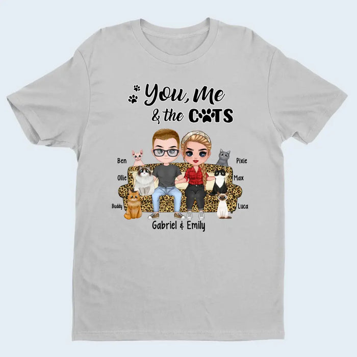 You Me and the Cats - Personalized Gifts Custom Cat Shirt for Couples and Cat Lovers