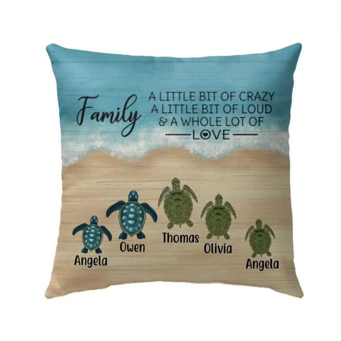 Personalized Pillow, Turtle Family On The Sea, Gifts For Sea Turtle Lovers