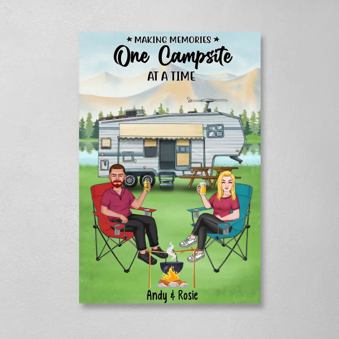 Making Memories One Campsite at a Time - Personalized Gifts Custom Camping Canvas for Couples, Camping Lovers