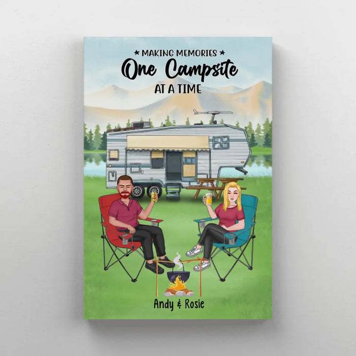 Making Memories One Campsite at a Time - Personalized Gifts Custom Camping Canvas for Couples, Camping Lovers