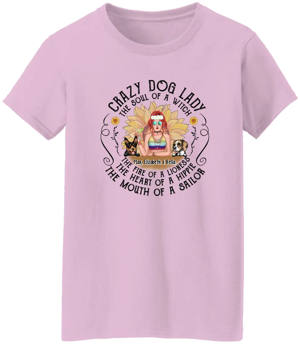 Crazy Dog Lady - The Soul Of A Witch - Personalized Gifts - Custom Hippie Shirt For Her, Hippie Gifts