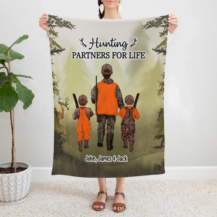 Hunting Partners for Life - Personalized Gifts Custom Hunting Blanket for Family, Couples, Her, Him, Hunting Lovers