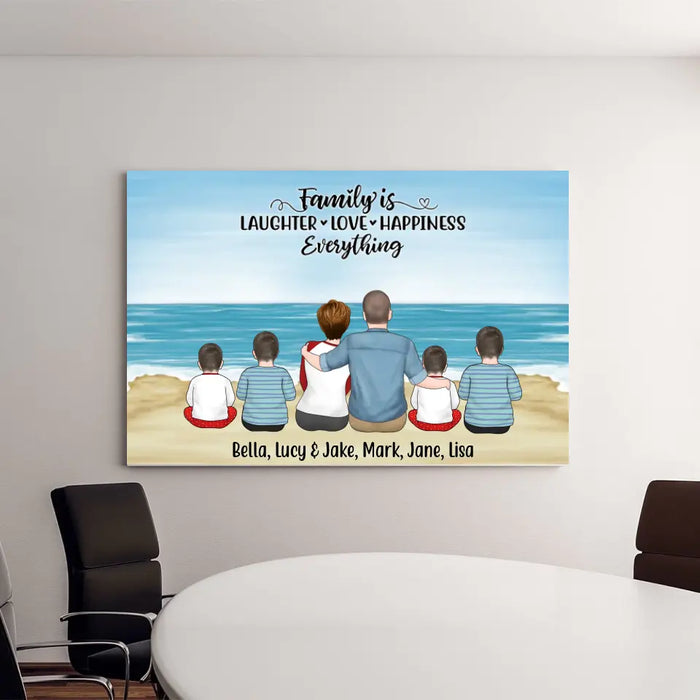 Family Is Laughter, Love, Happiness, and Everything - Personalized Gifts Custom Canvas for Family, Beach Lovers