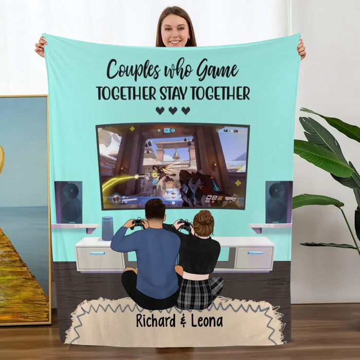 Gaming Partners for Life - Personalized Gifts Custom Game Blanket for Couples, for Her, for Him, Game Lovers