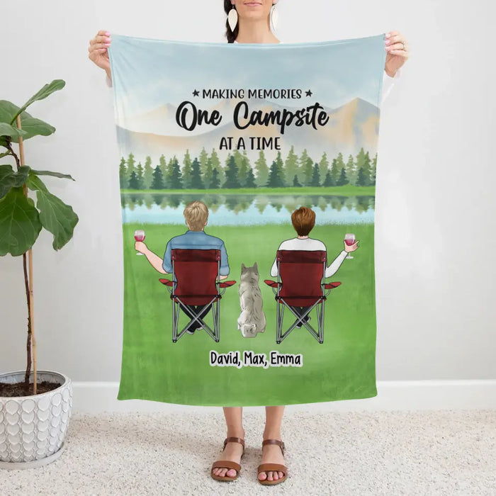 Making Memories One Campsite at a Time - Personalized Gifts Custom Camping Blanket for Couples, Dog Lovers