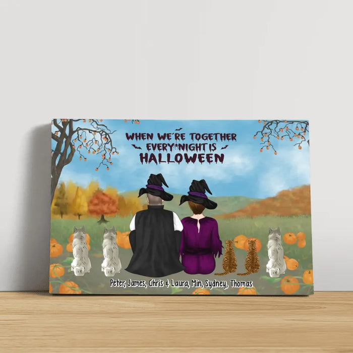 When We're Together Every Night Is Halloween - Personalized Gifts Custom Halloween Canvas For Family, Dog Lovers