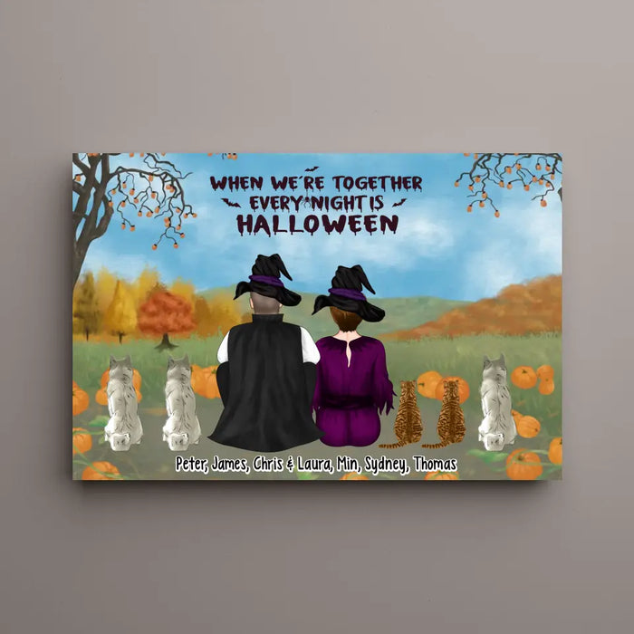 When We're Together Every Night Is Halloween - Personalized Gifts Custom Halloween Canvas For Family, Dog Lovers