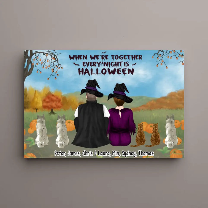 When We're Together Every Night Is Halloween - Personalized Gifts Custom Halloween Canvas For Family, Dog Lovers