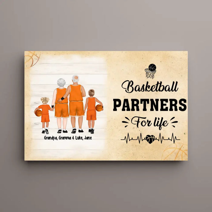 Basketball Partners For Life - Personalized Gifts Custom Canvas Basketball Gifts For Grandparents, Grandkids